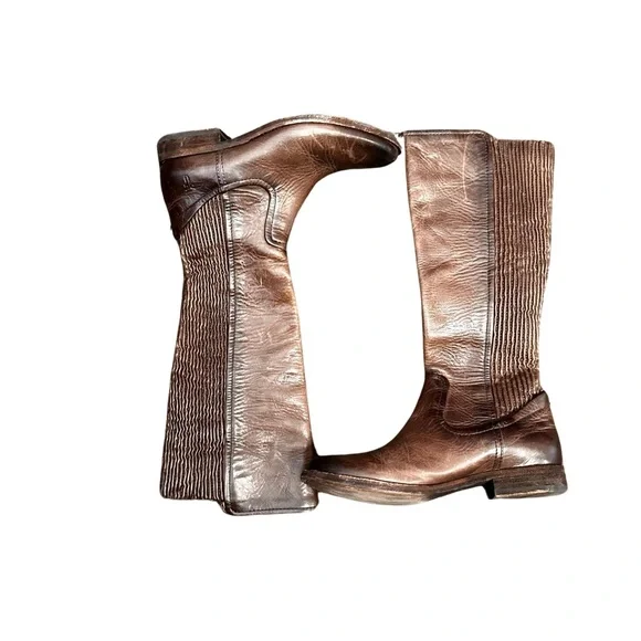 Frye Melissa Scrunch Brown Leather Riding Boots Women’s size 5.5 - Picture 5 of 10